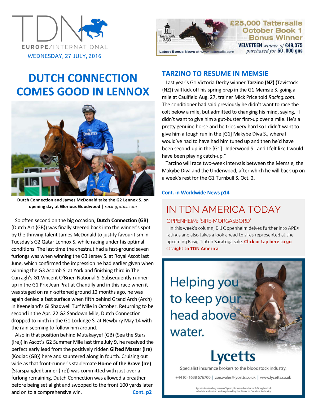 Dutch Connection Comes Good in Lennox