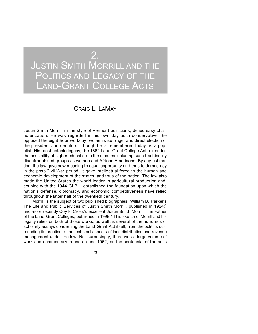 2. Justin Smith Morrill and the Politics and Legacy of the Land-Grant College Acts