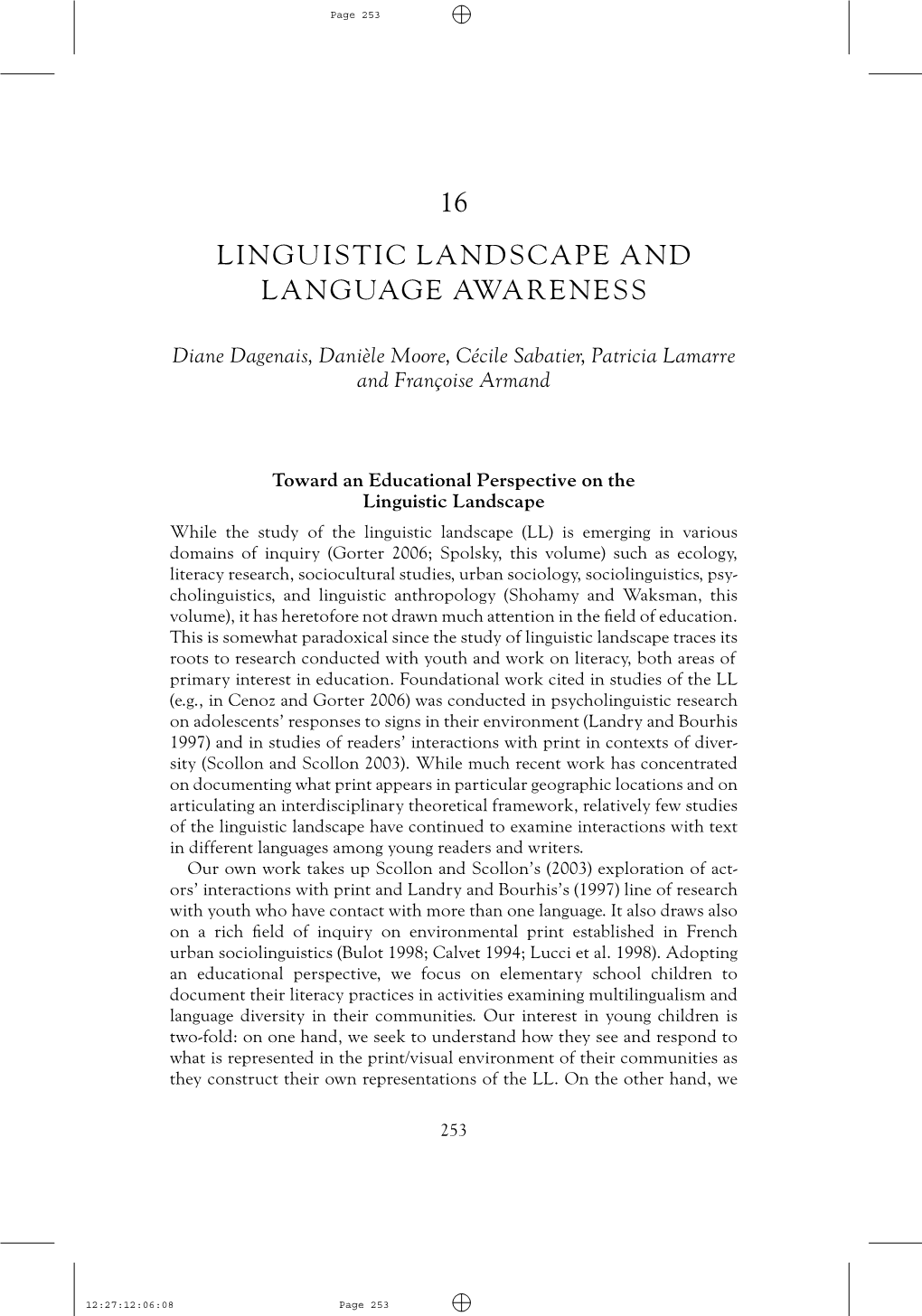 16 Linguistic Landscape and Language Awareness
