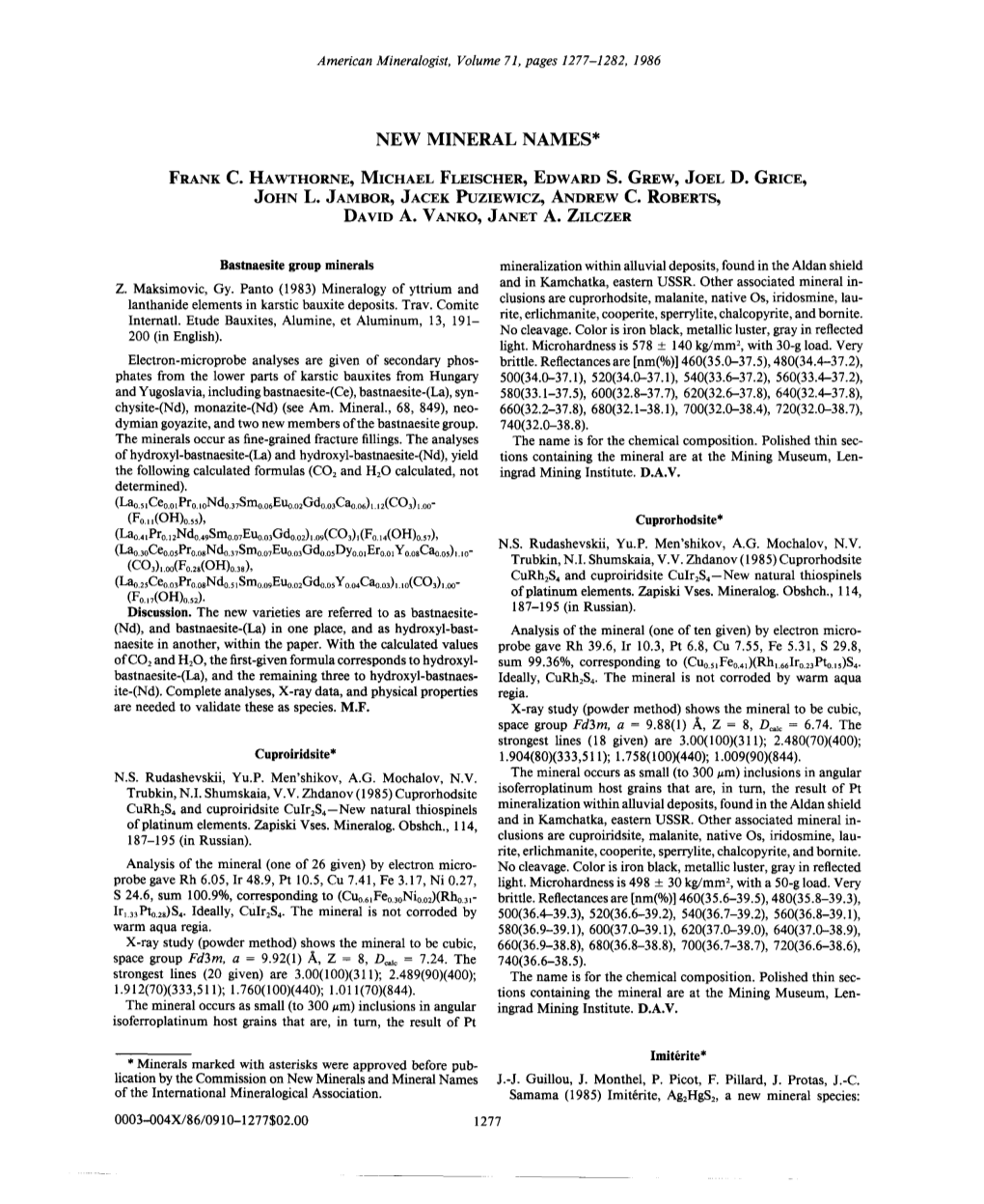 NEW MINERAL NAMES* JOHN L. JAMBOR,Jacekpuziewicz