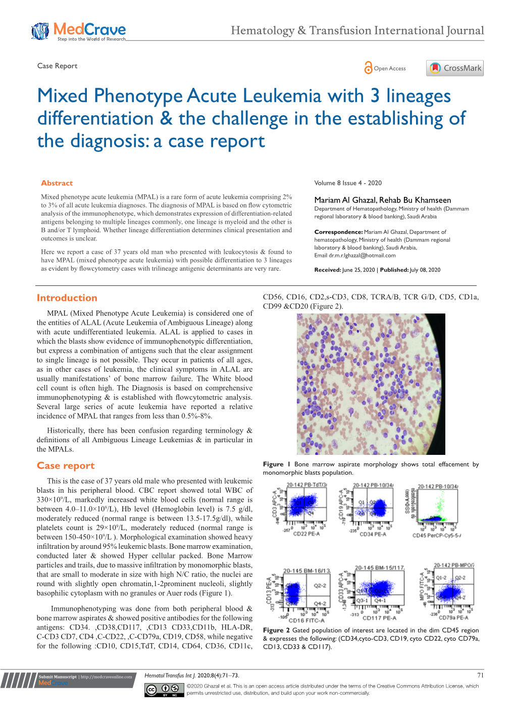 Mixed Phenotype Acute Leukemia with 3 Lineages Differentiation & the Challenge in the Establishing of the Diagnosis: a Case Report