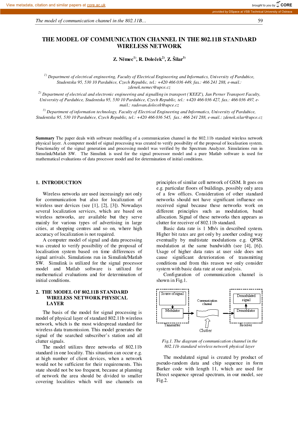 The Model of Communication Channel in the 802.11B Standard Wireless Network