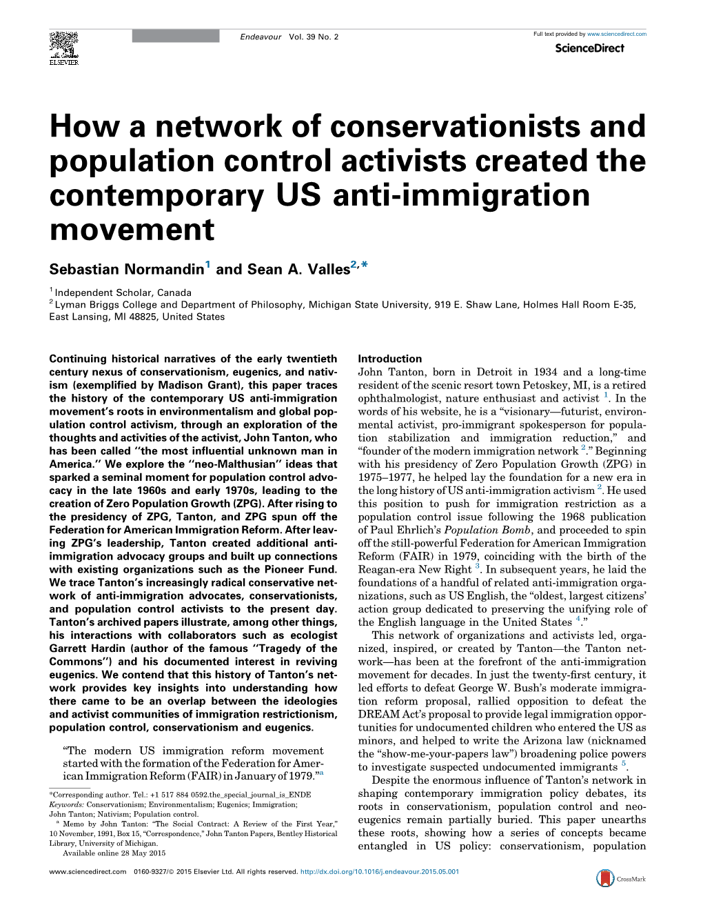 How a Network of Conservationists and Population Control Activists Created the Contemporary US Anti-Immigration Movement