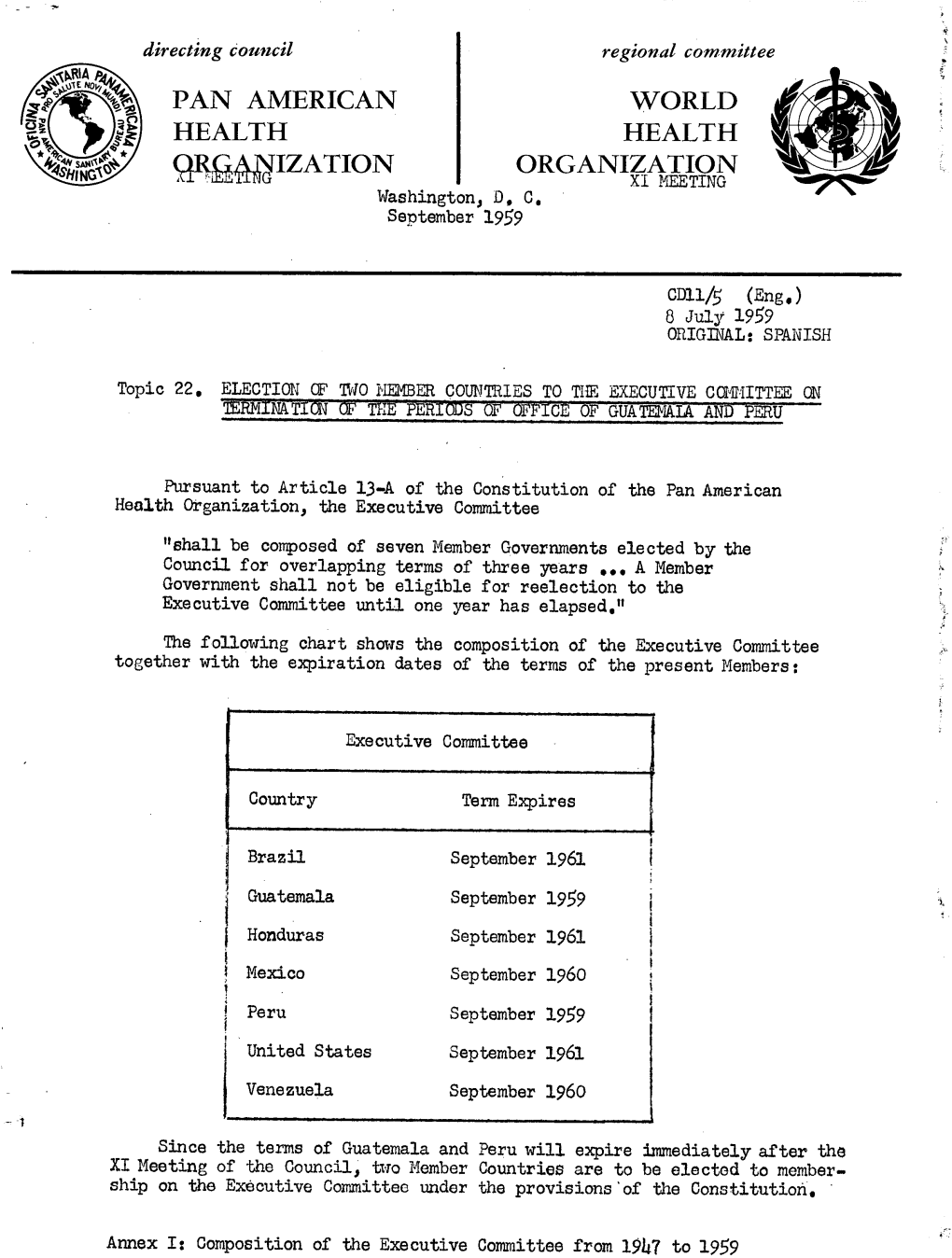 N2^;^ -PAN AMERICAN WORLD ( · ]) 4 HEALTH HEALTH Qii1tozation ORGANIZATION *4*~N ~RQ4~IZGNXI MEETING Washington, D, C