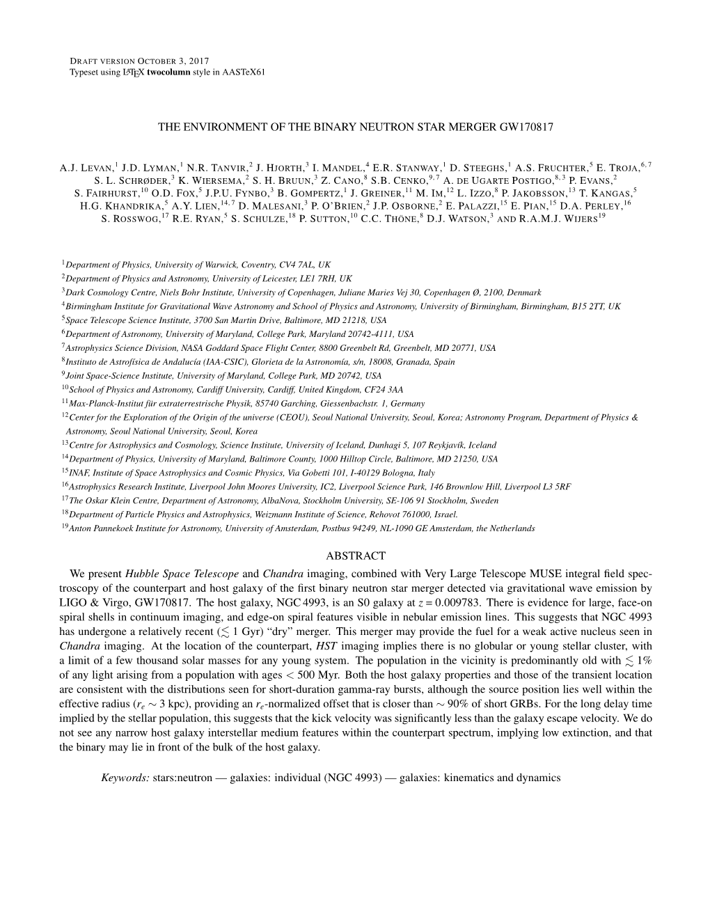 The Environment of the Binary Neutron Star Merger Gw170817