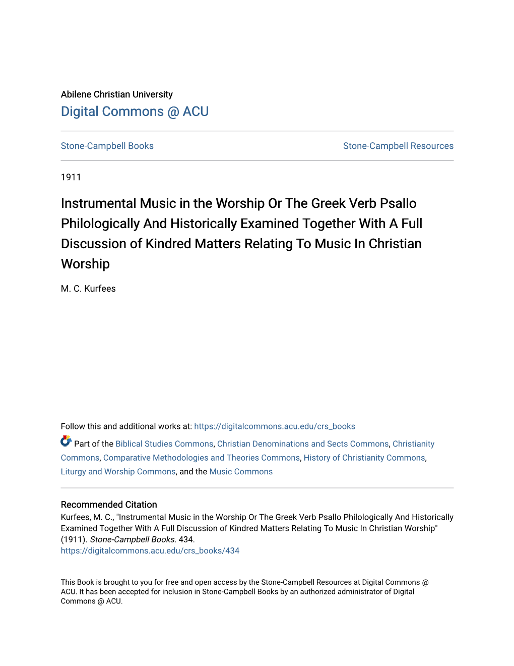 Instrumental Music in the Worship Or the Greek Verb Psallo