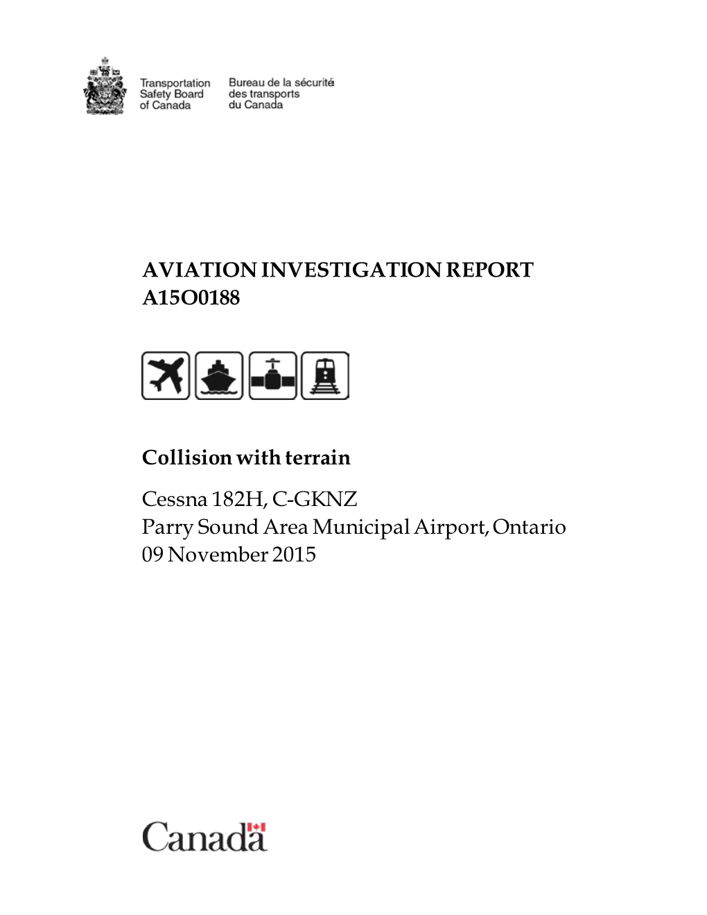 Aviation Investigation Report A15o0188