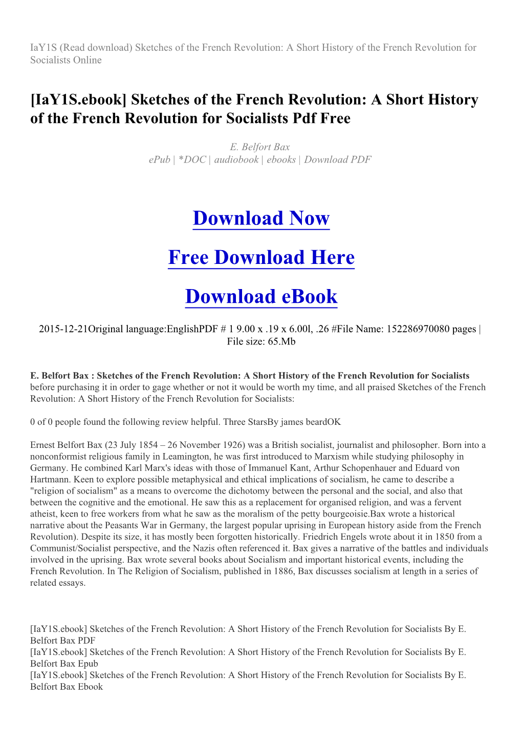 Sketches of the French Revolution: a Short History of the French Revolution for Socialists Online