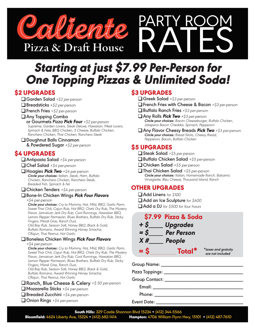 Starting at Just $7.99 Per-Person for One Topping Pizzas & Unlimited