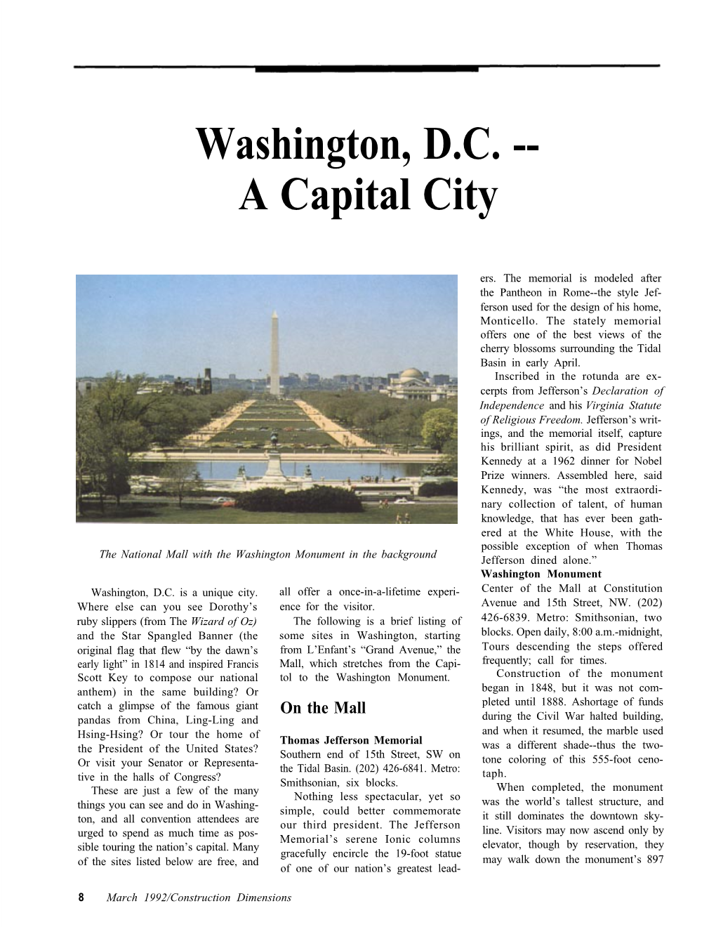 Washington, D.C. -- a Capital City