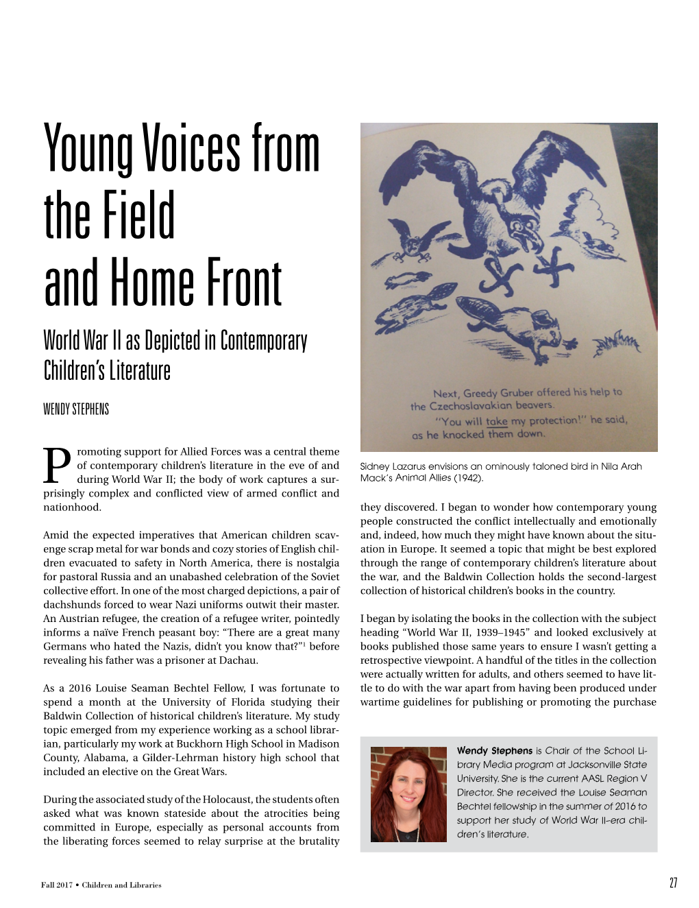 Young Voices from the Field and Home Front World War II As Depicted in Contemporary Children’S Literature