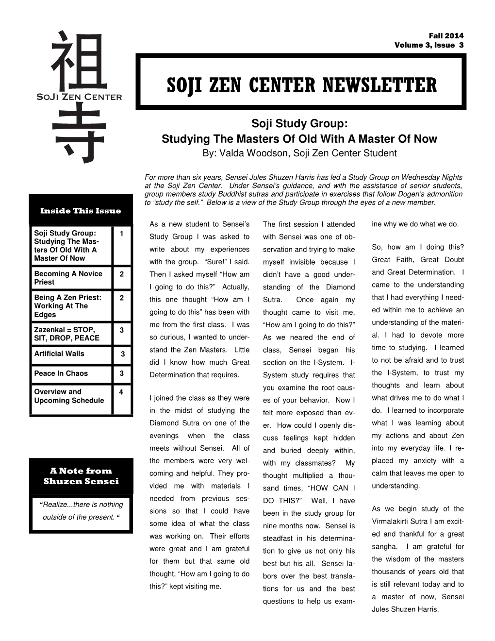 SZC Newsletter Fall 2014.Pub