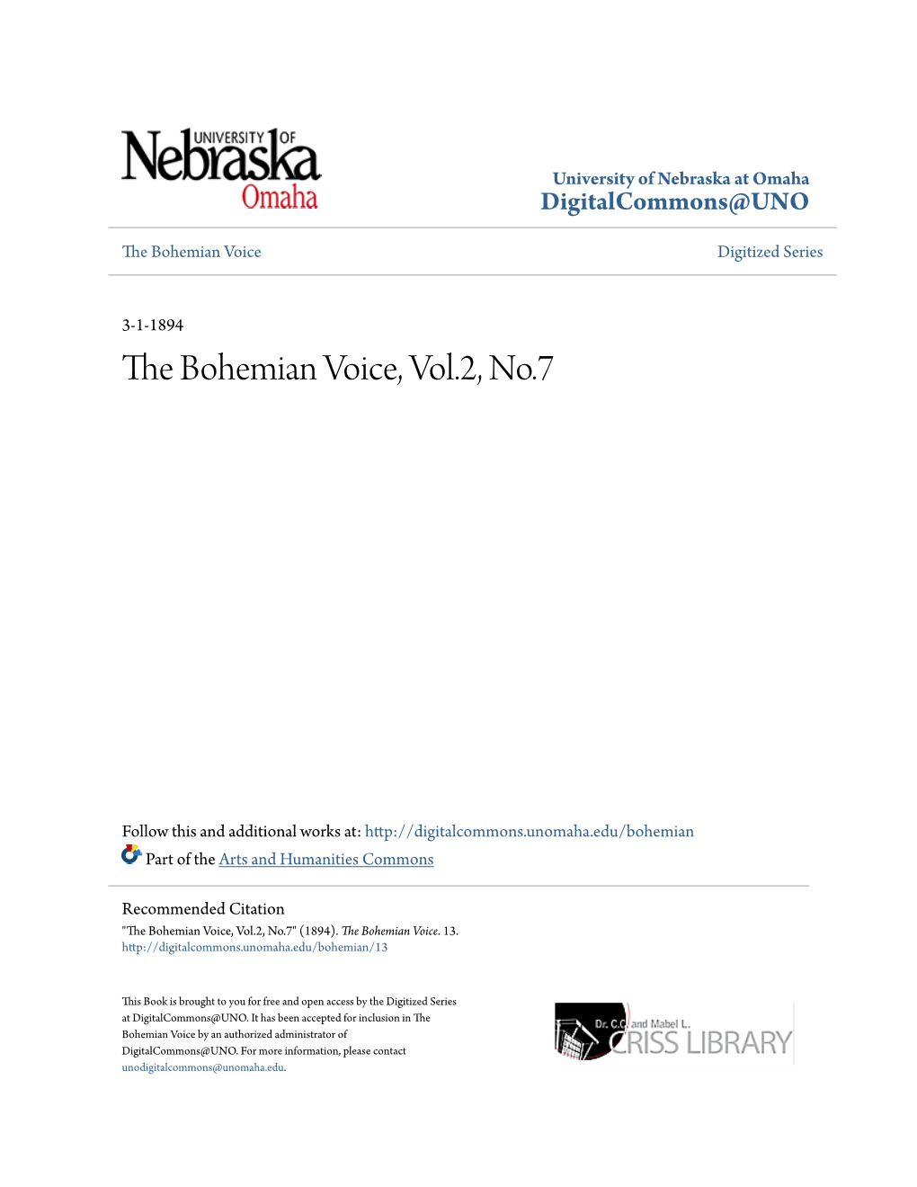 The Bohemian Voice, Vol.2, No.7