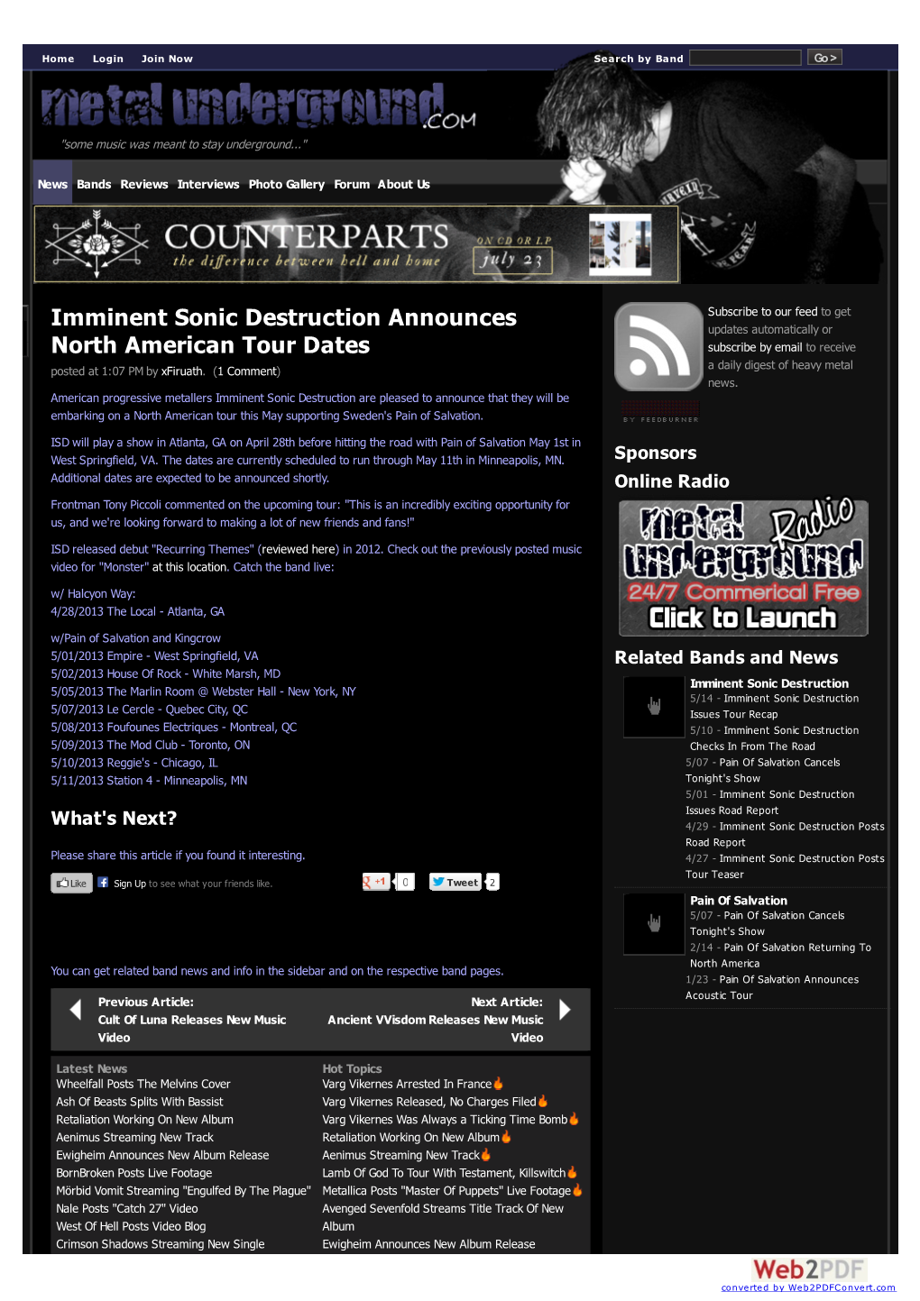 Metal Underground.Com V.4.3.12 (Deployed Aug 15, 2011) Copyright © 2000-2013 Metalunderground.Com