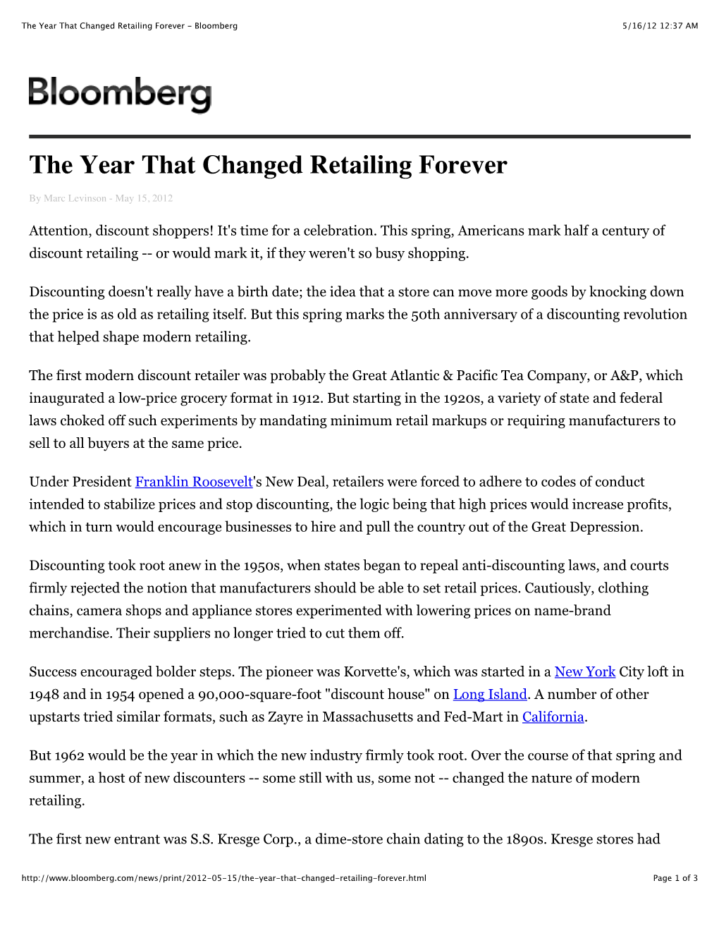 The Year That Changed Retailing Forever - Bloomberg 5/16/12 12:37 AM