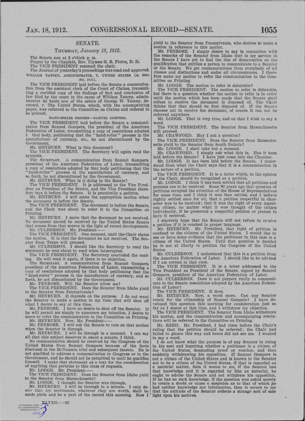 Congressional Record-Senate. 1055