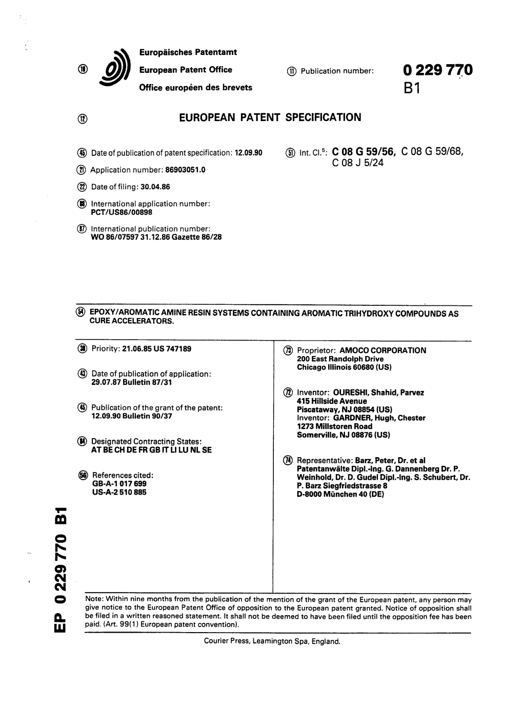 Epoxy/Aromatic Amine Resin Systems Containing