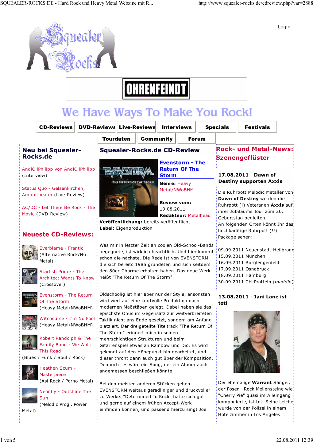 Hard Rock Und Heavy Metal Webzine Mit Reviews