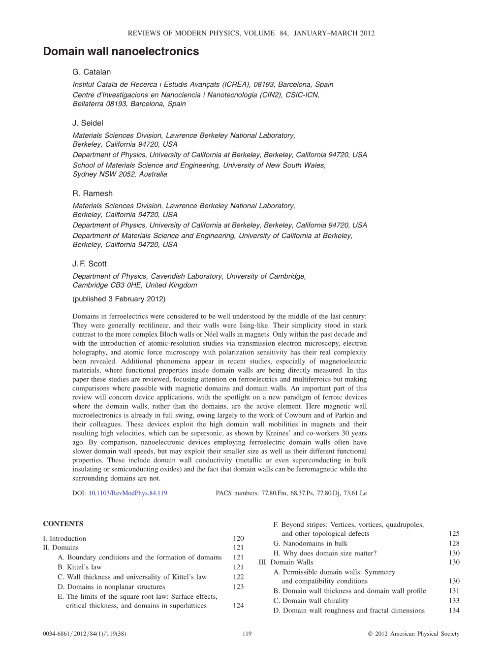 Domain Wall Nanoelectronics