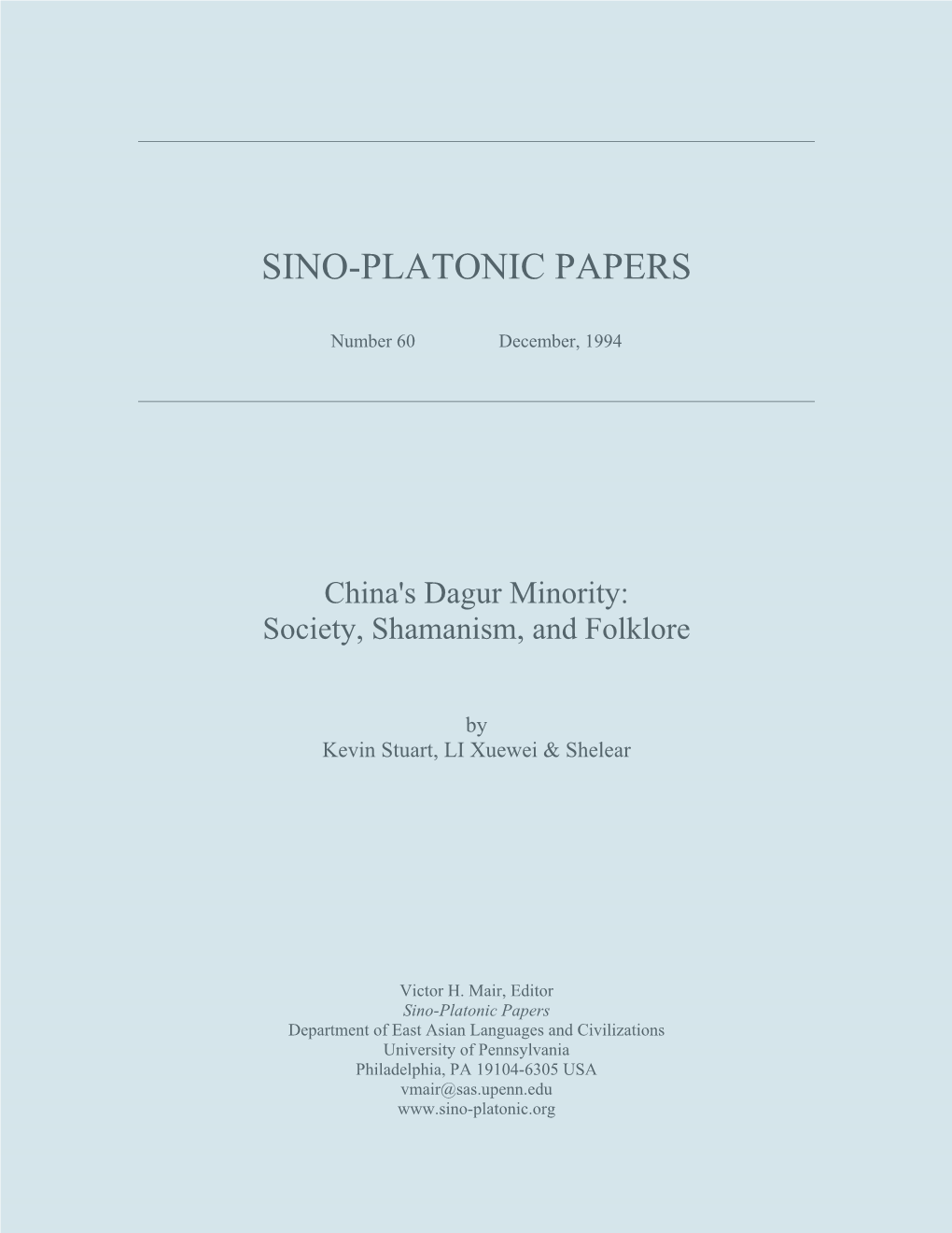 China's Dagur Minority: Society, Shamanism, and Folklore