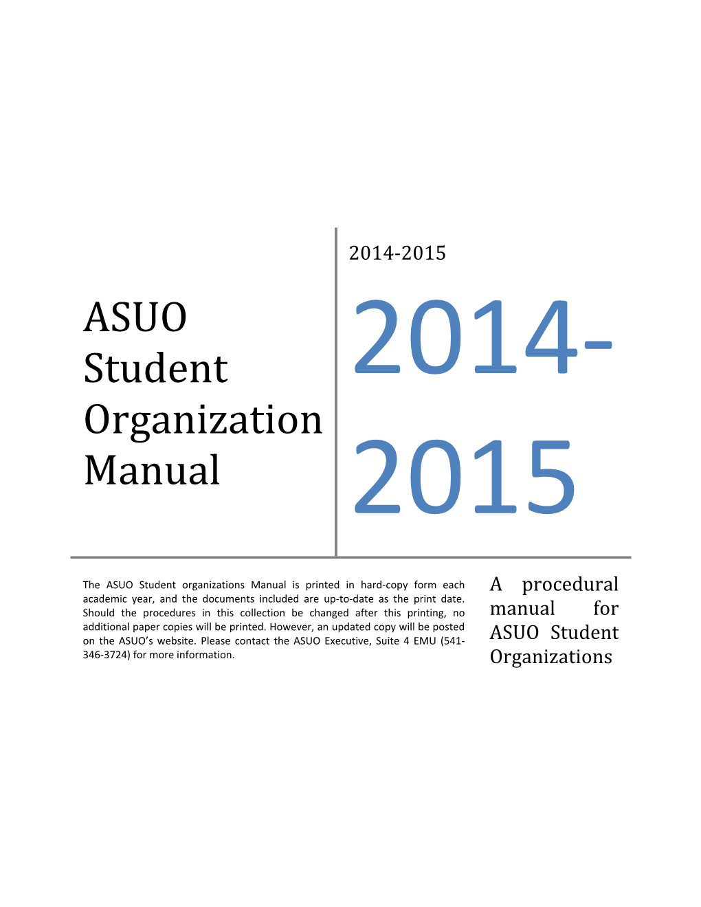 ASUO Student Organization Manual
