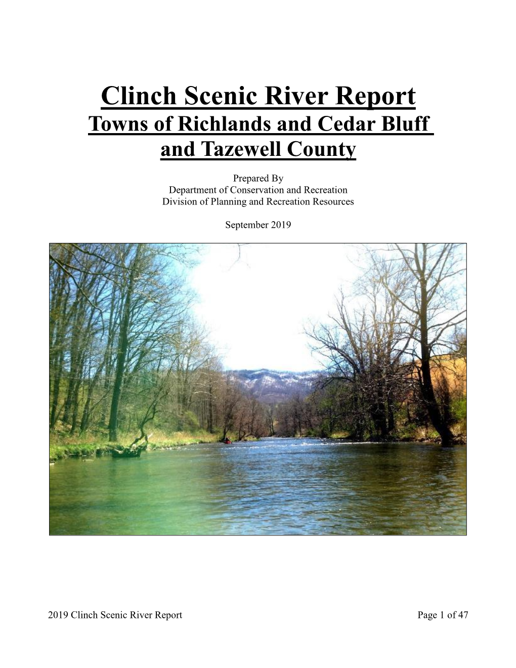 Clinch Scenic River Report: Towns of Richlands and Cedar Bluff And