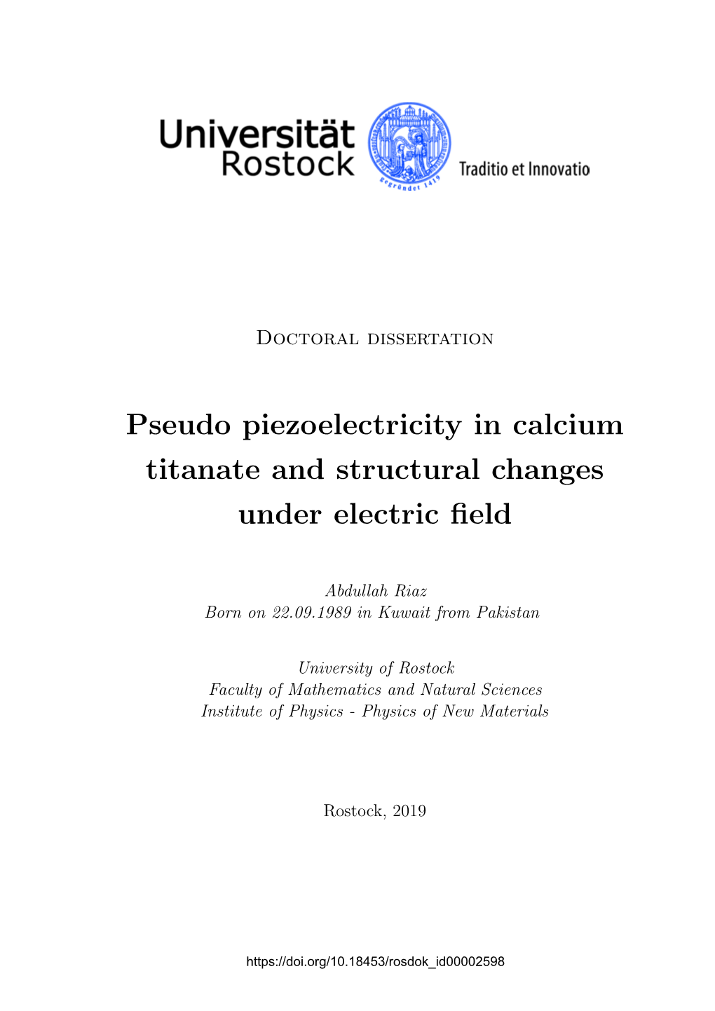 Pseudo-Piezoelectricity in Calcium Titanate and Structural Changes