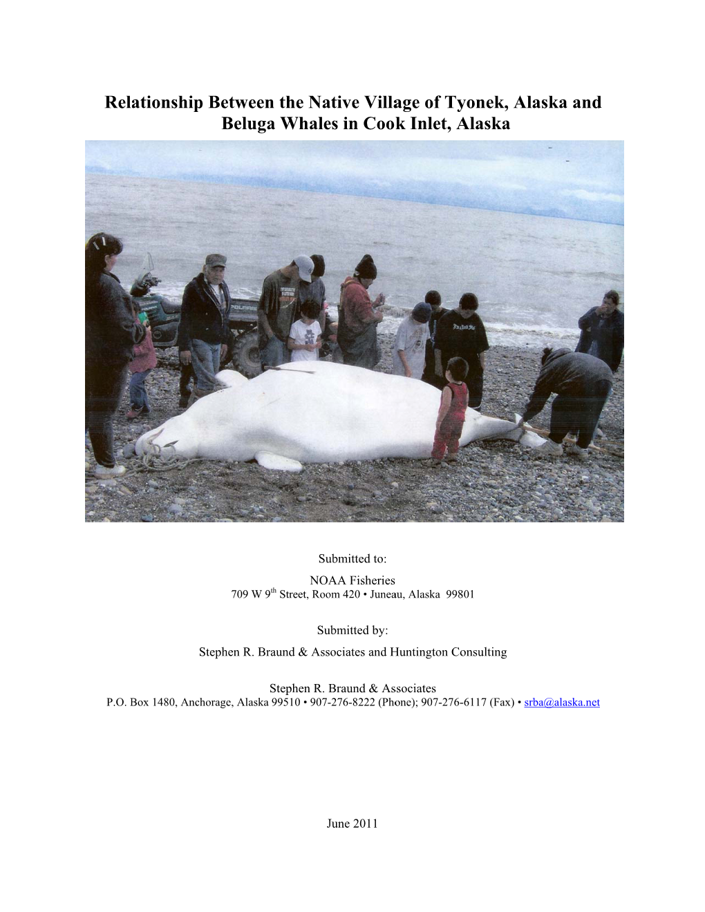 Relationship Between the Native Village of Tyonek, Alaska and Beluga Whales in Cook Inlet, Alaska