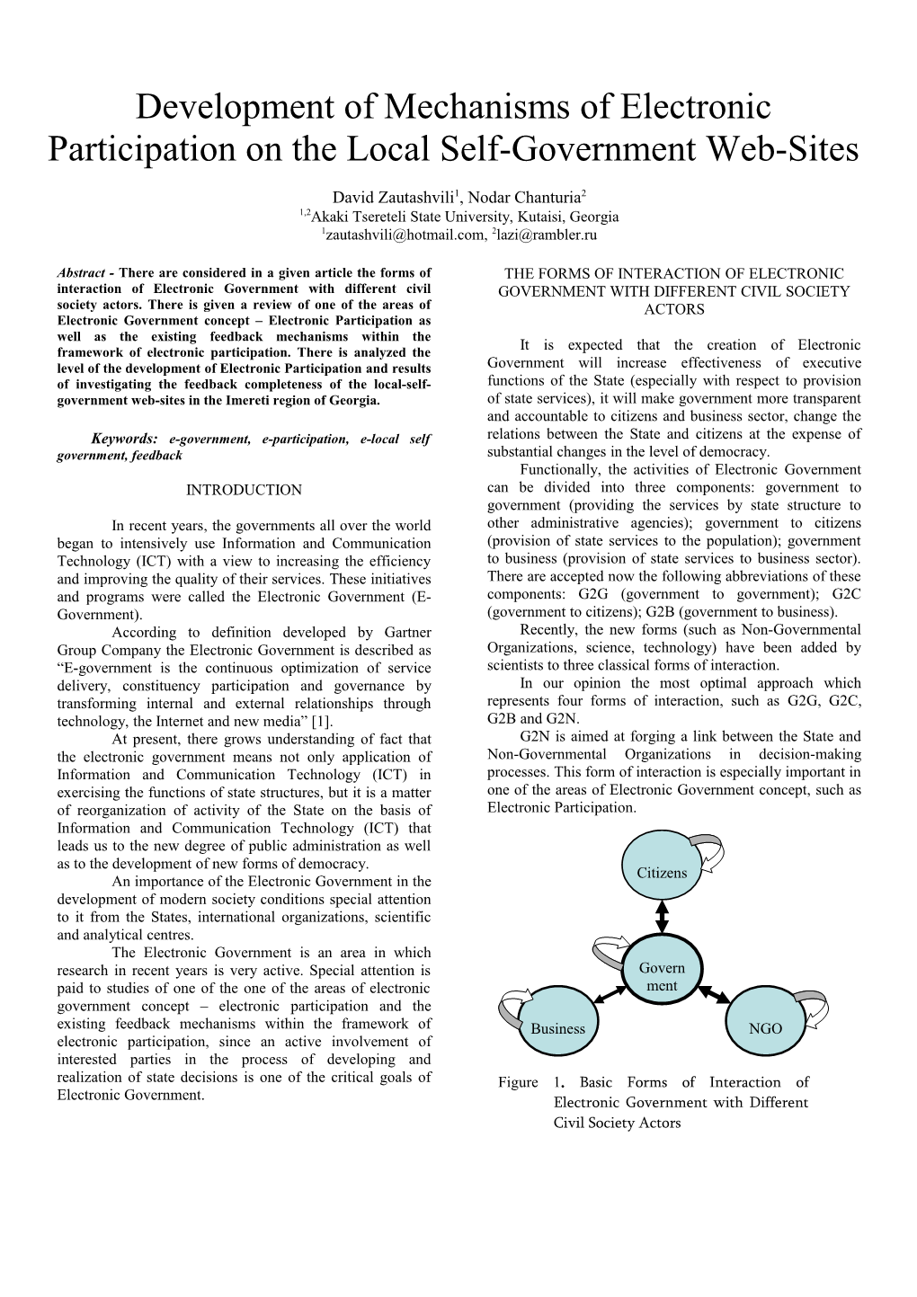 Development of the Mechanisms of Electronic Participation on the Web Sites of the Local