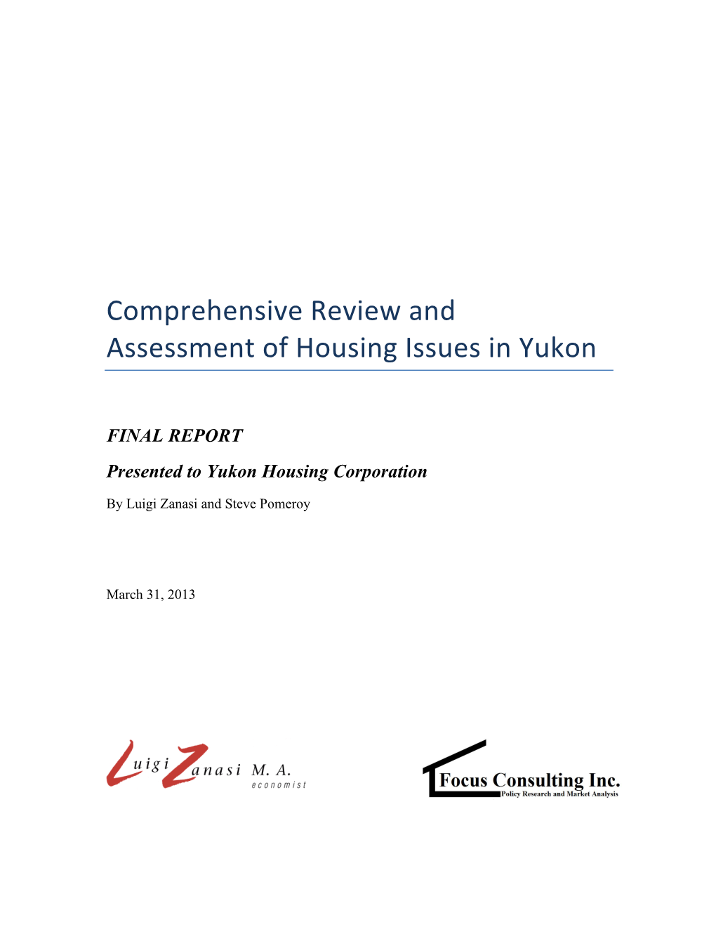 Comprehensive Review and Assessment of Housing Issues in Yukon