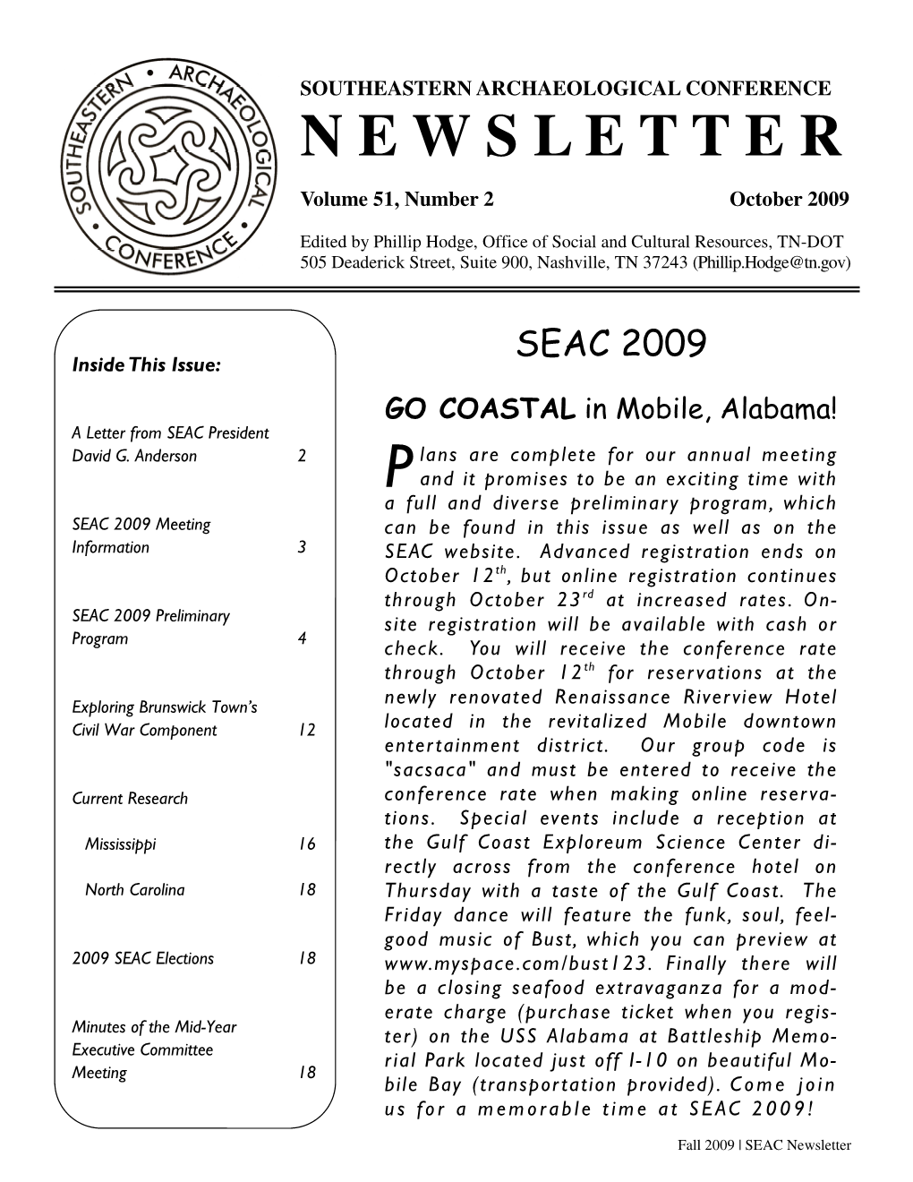 SEAC Newsletter Fall 2009