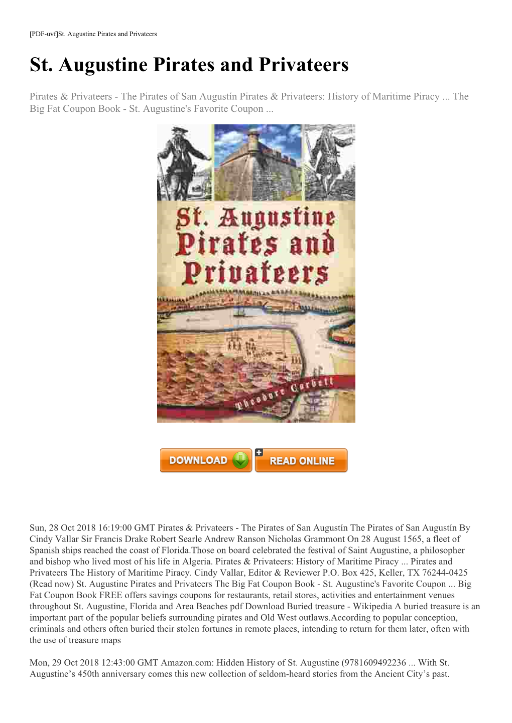 (Read Now) St. Augustine Pirates and Privateers the Big Fat Coupon Book - St