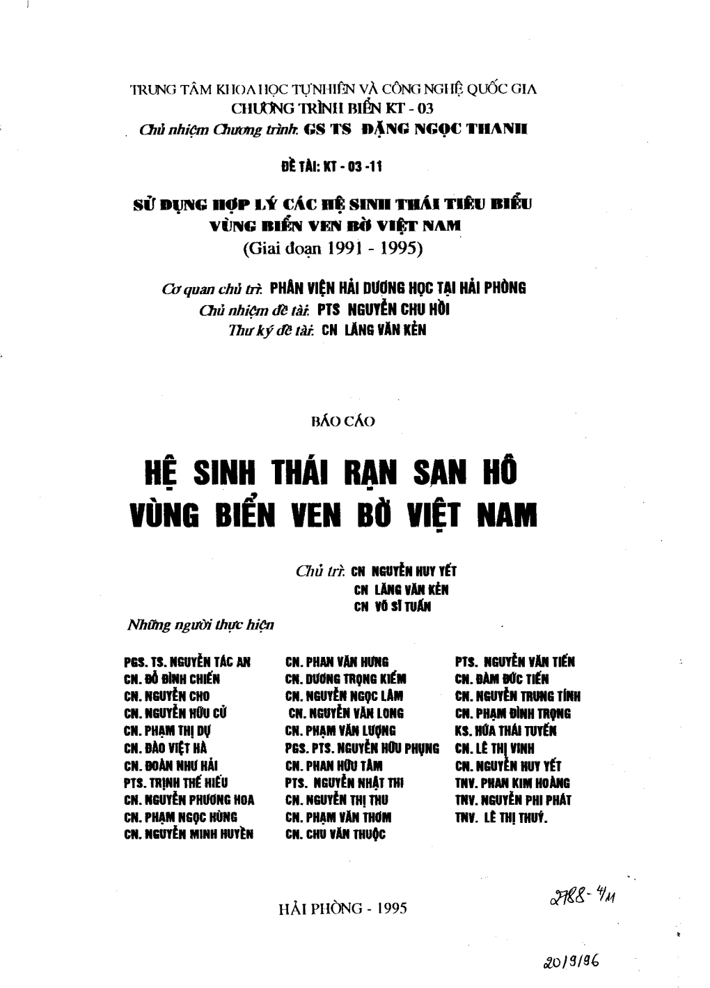 HỆ SINH THÁI RẠN SAN HA VÙNG BIỂN VEN BÙ VIỆT NAM M