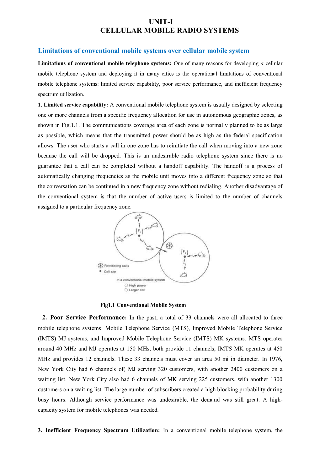 Unit-I Cellular Mobile Radio Systems