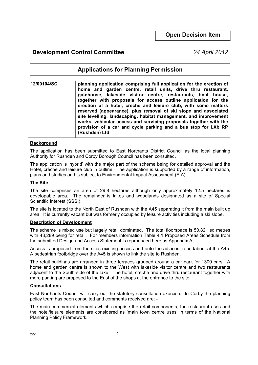 Planning Application for Consultation from ENDC for Rushden Lakes.Pdf