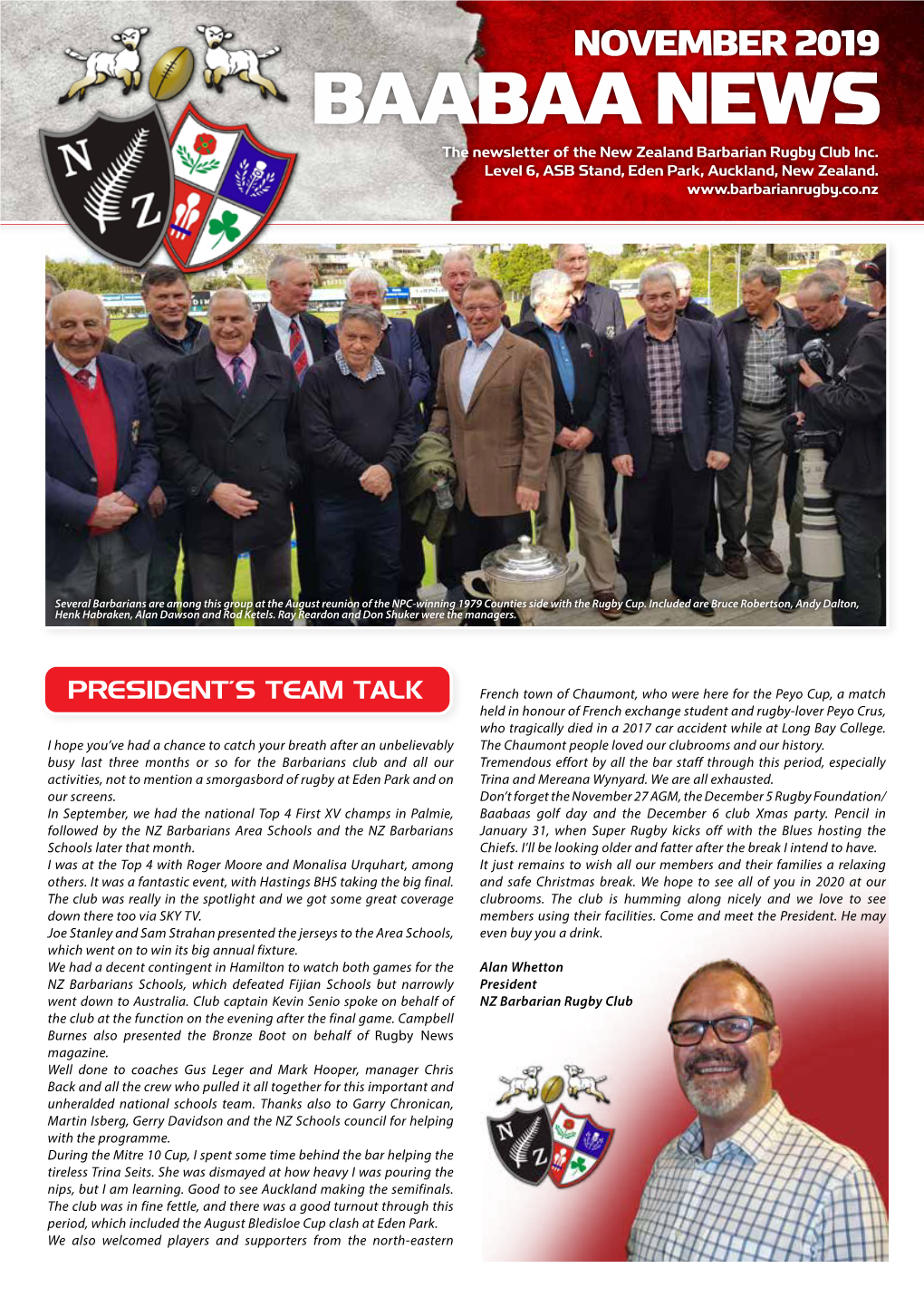 BAABAA NEWS the Newsletter of the New Zealand Barbarian Rugby Club Inc