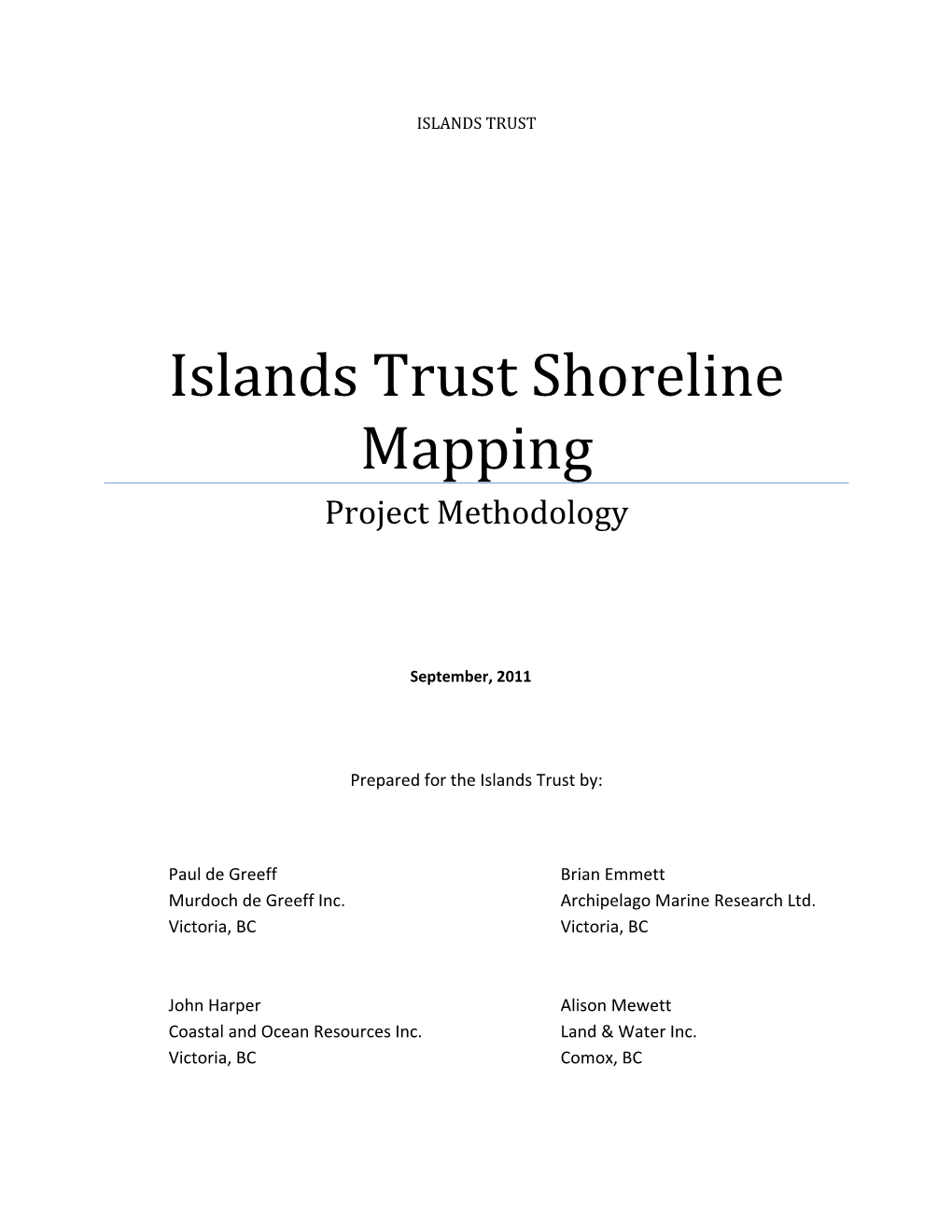 Islands Trust Shoreline Mapping Project Methodology