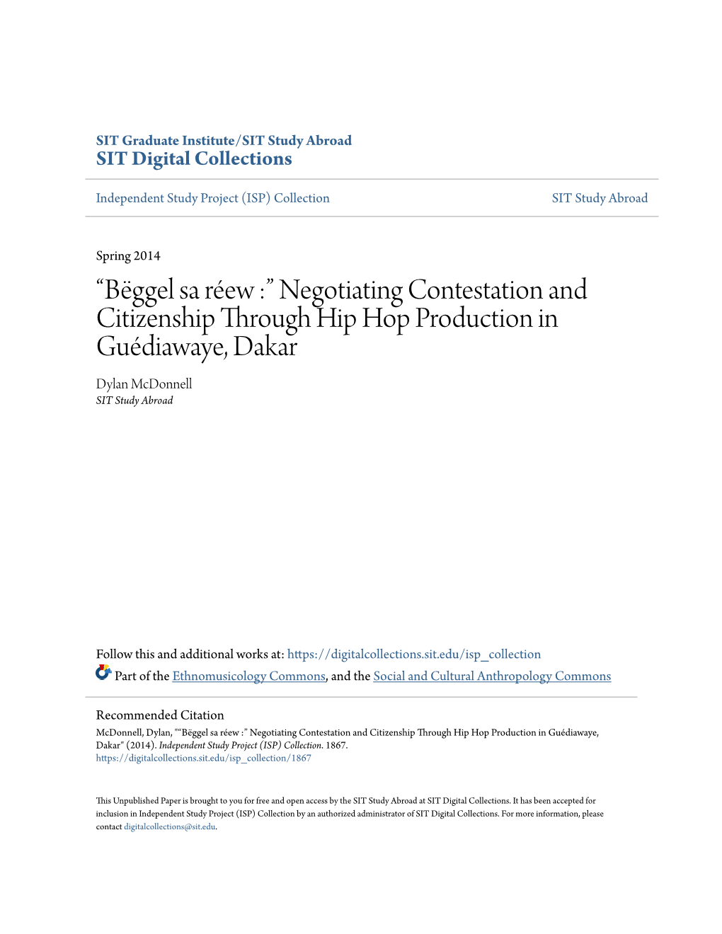 Â•Š Negotiating Contestation and Citizenship Through Hip Hop Production in Guã©Diawaye, Dakar