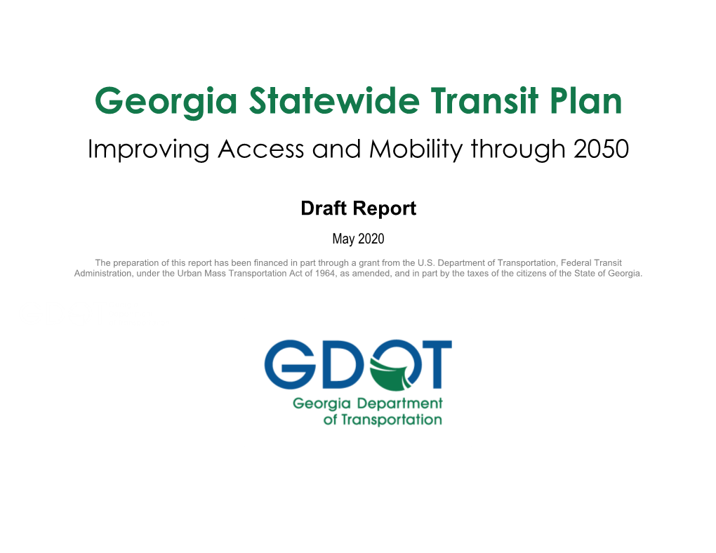 Georgia Statewide Transit Plan Improving Access and Mobility Through 2050