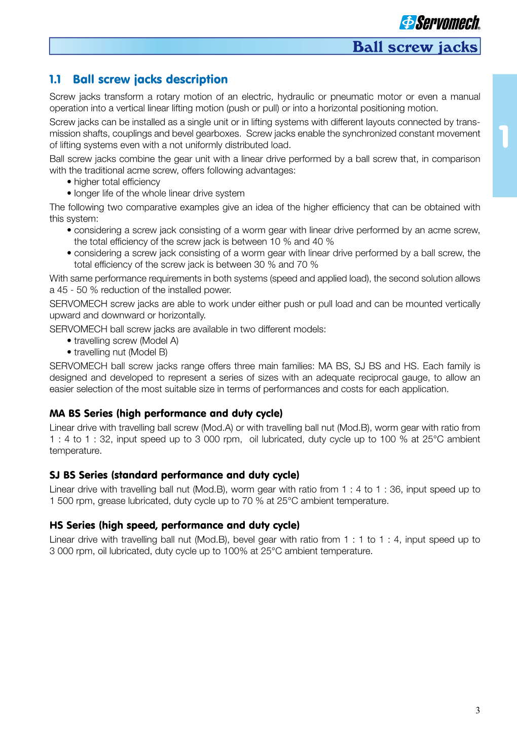 SERVOMECH Ball Screw Jacks Brochure