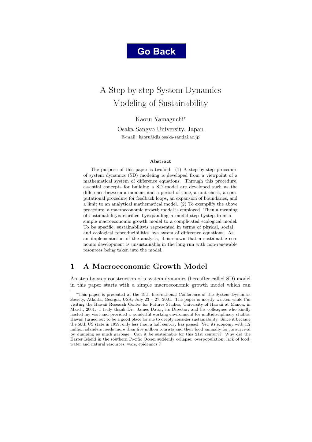 A Step-By-Step System Dynamics Modeling of Sustainability