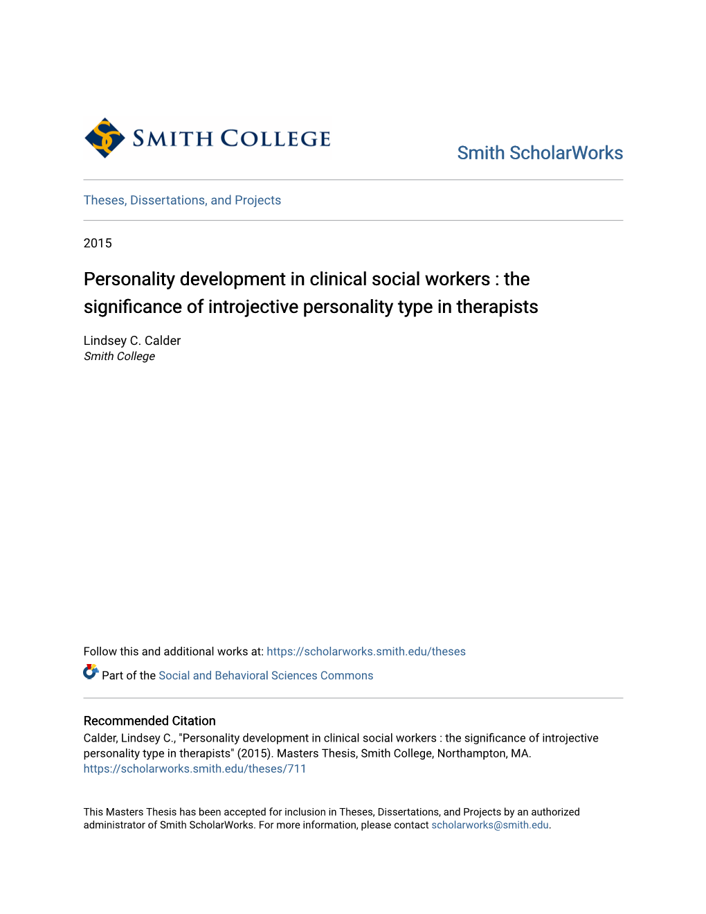 Personality Development in Clinical Social Workers : the Significance of Introjective Personality Type in Therapists