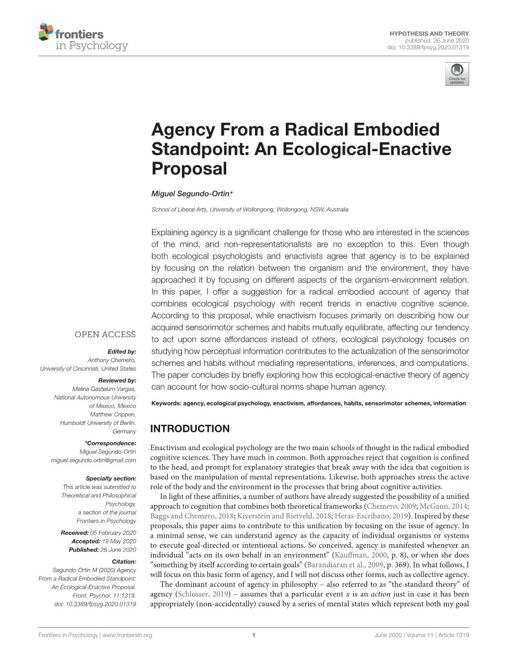 An Ecological-Enactive Proposal