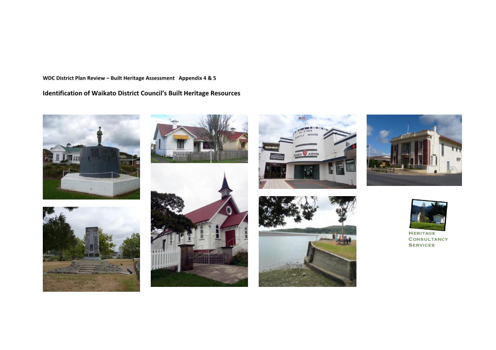 Identification of Waikato District Council's Built Heritage Resources