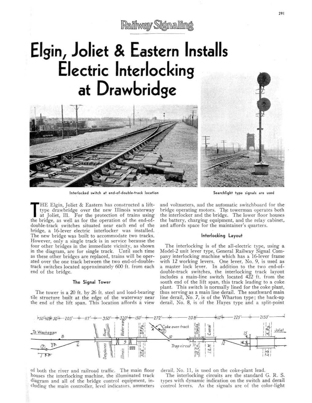 Elgin, Joliet & Eastern Installs Electric Interlocking at Drawbridge