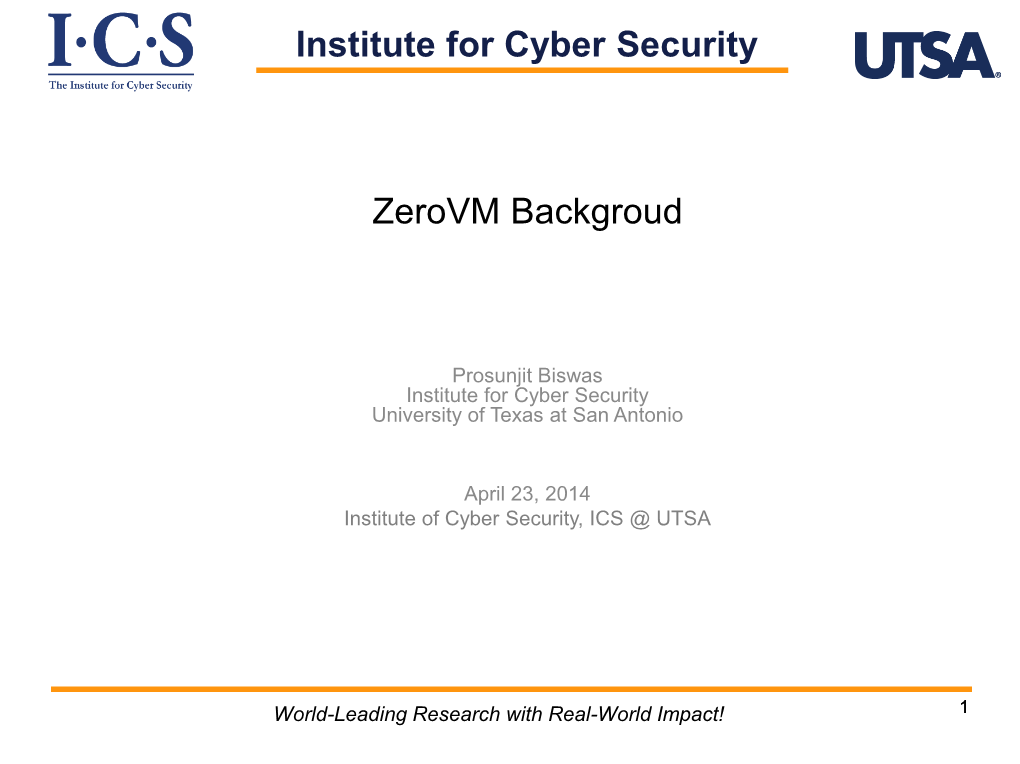 Zerovm Backgroud Institute for Cyber Security