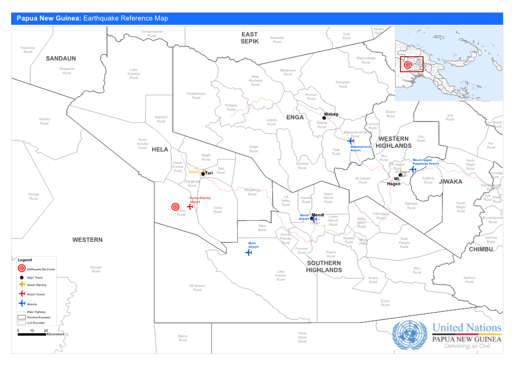 Papua New Guinea: Earthquake Reference Map