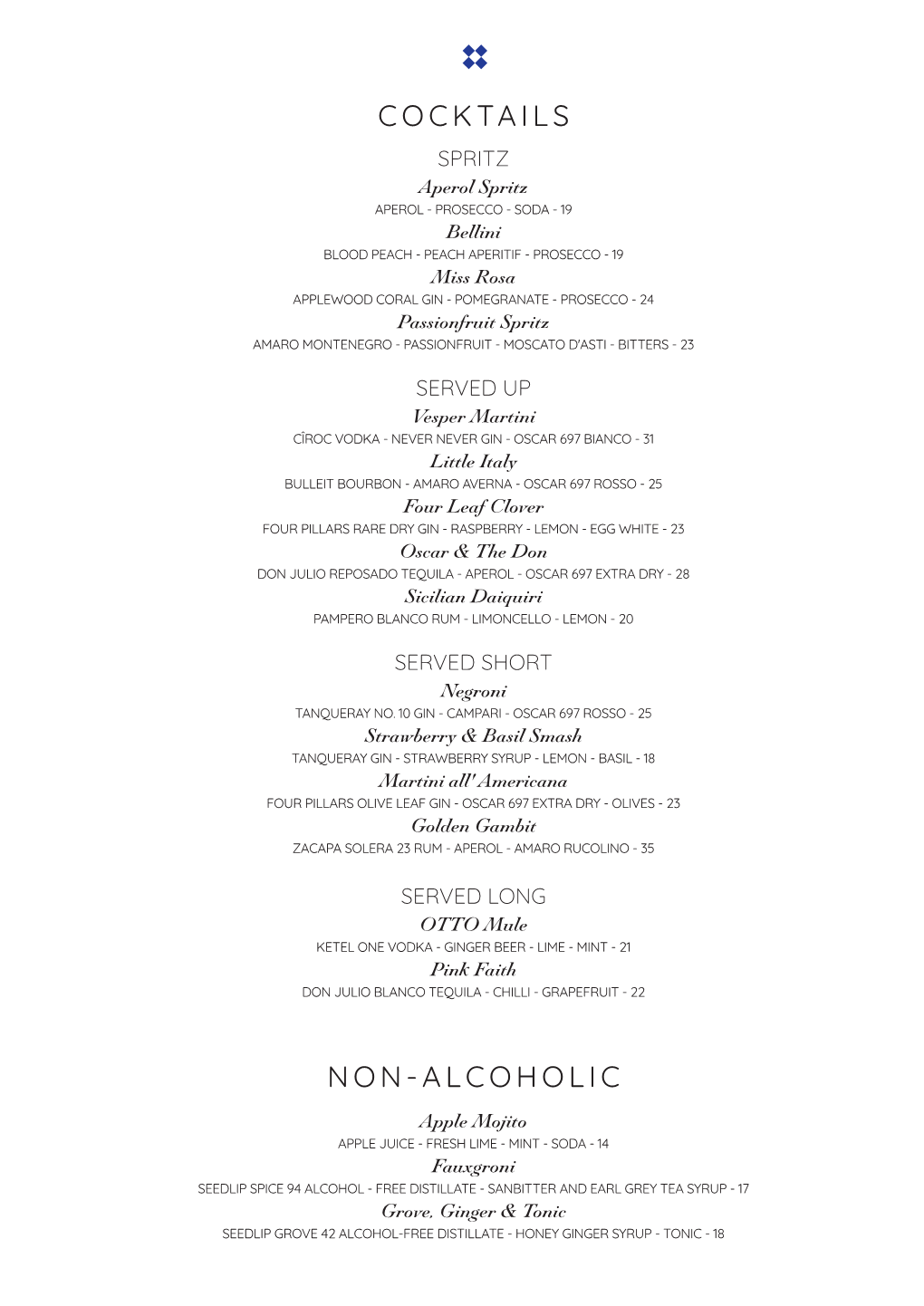 View Drinks Menu