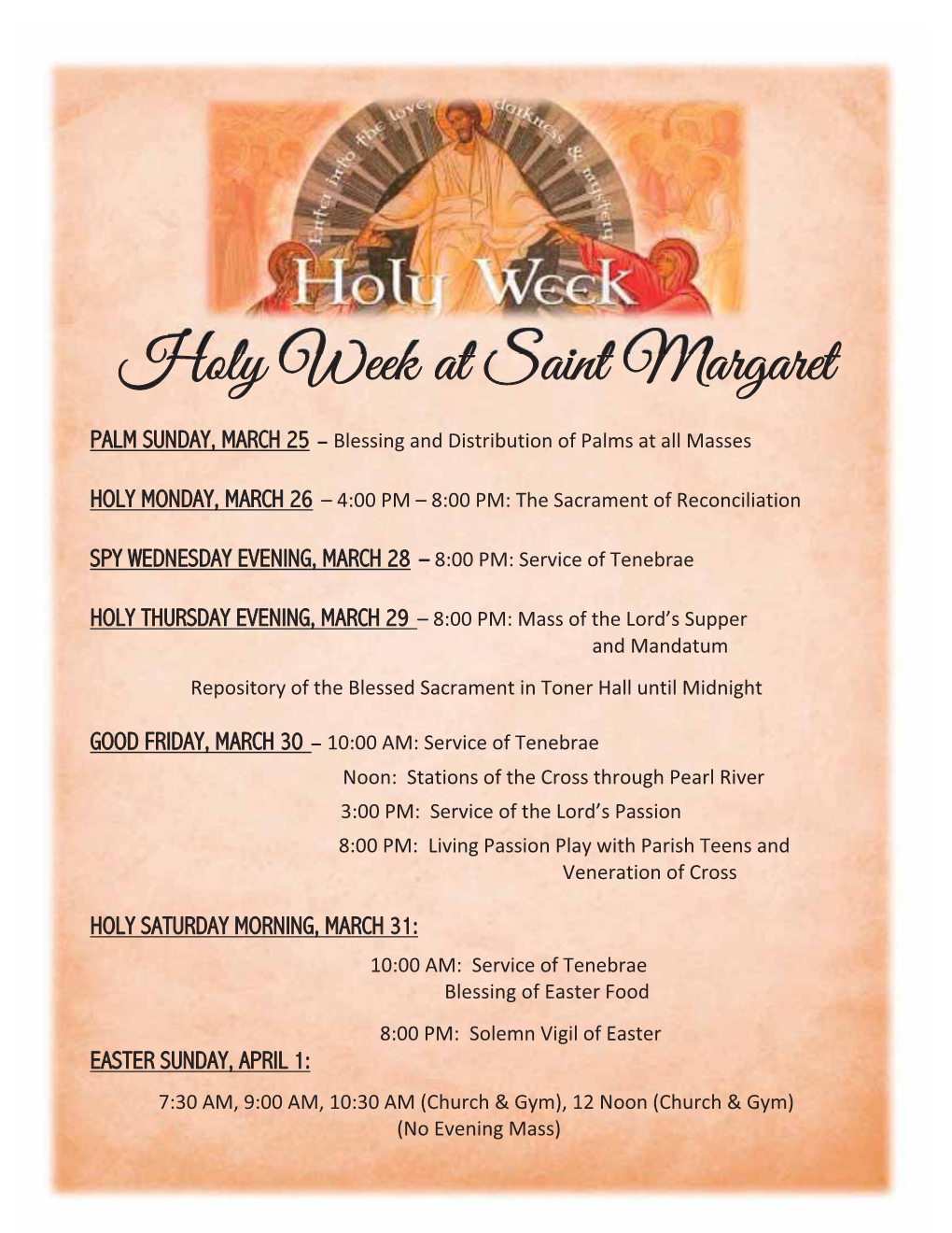 Holy Week at Saint Margaret