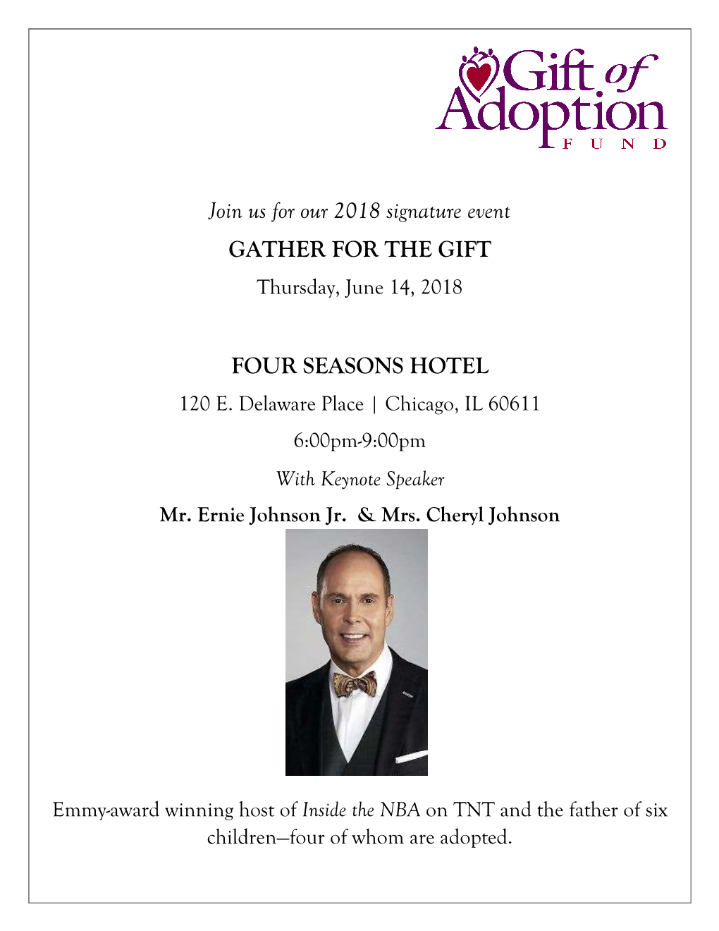 Join Us for Our 2018 Signature Event GATHER for the GIFT FOUR SEASONS HOTEL